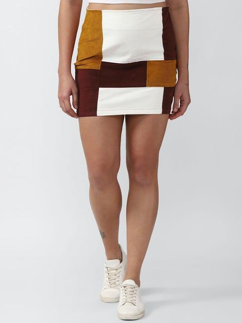 forever 21 multicolor cotton color-block skirt