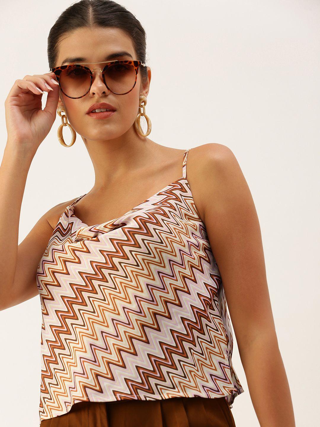 forever 21 multicoloured geometric shoulder strap print top