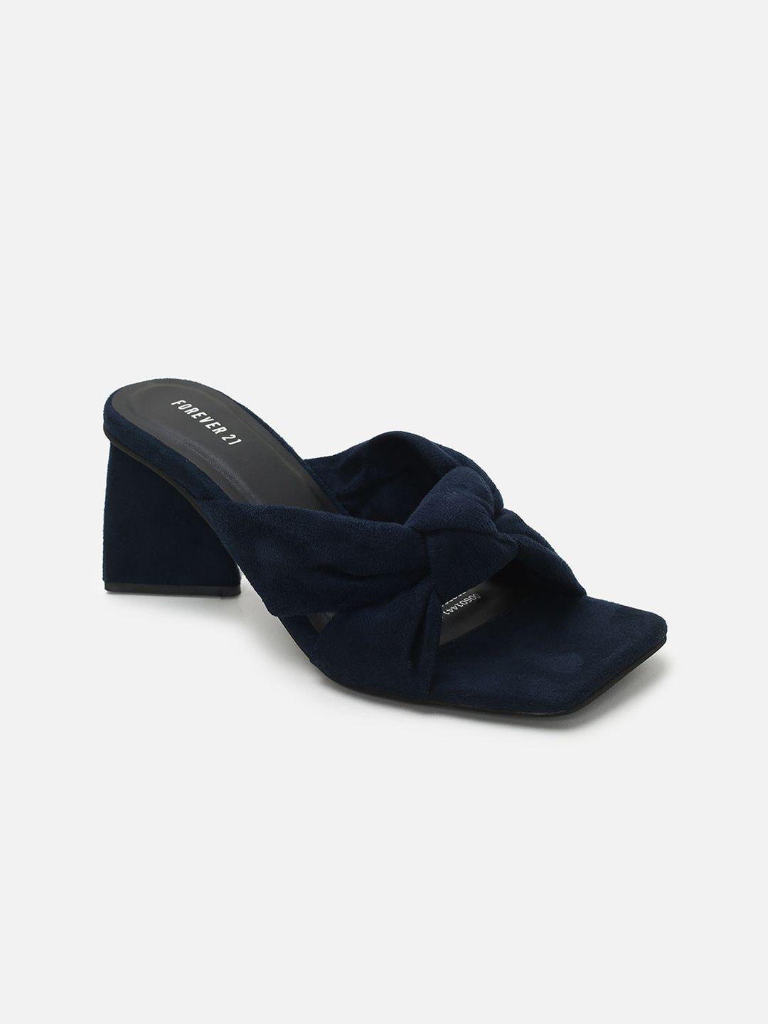forever 21 navy blue knotted suede party block heels