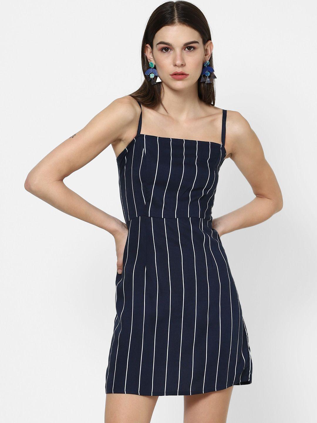 forever 21 navy blue striped sheath dress