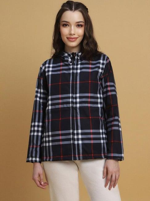forever 21 navy chequered jacket