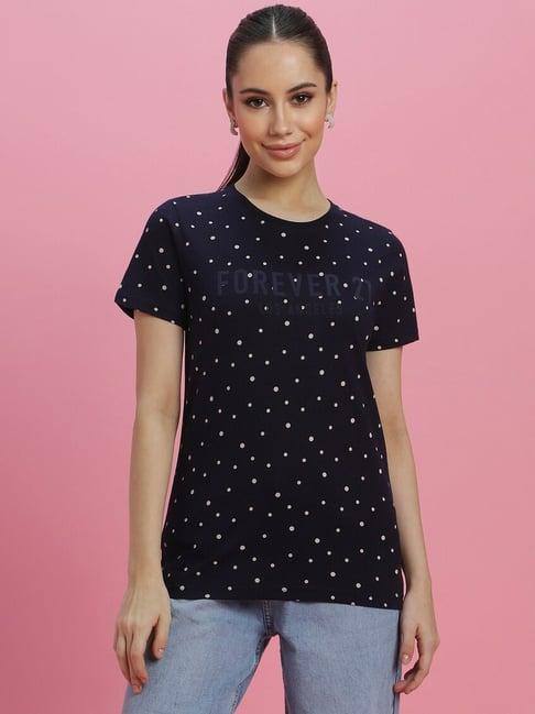 forever 21 navy cotton polka dots t-shirt