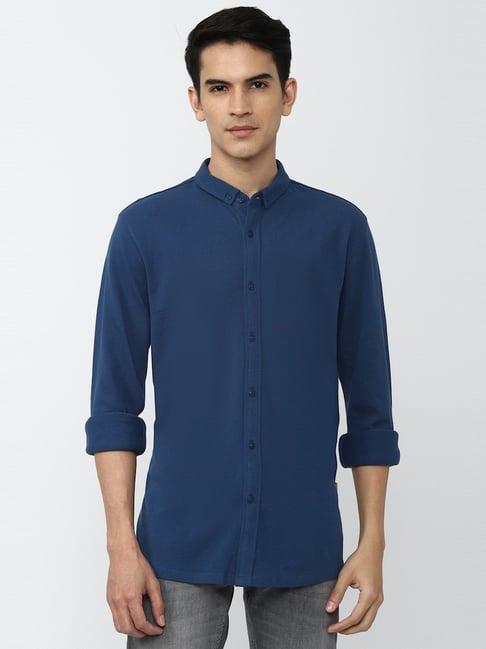 forever 21 navy cotton regular fit shirt