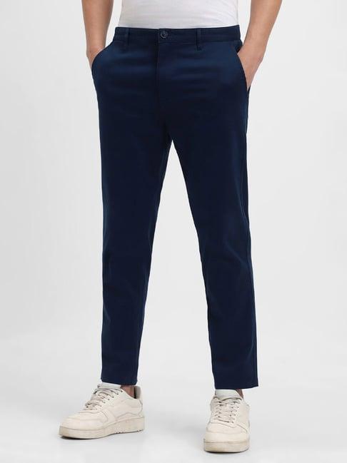 forever 21 navy cotton regular fit trousers