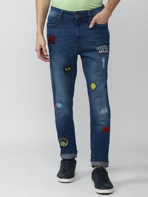 forever 21 navy mid waist straight fit regular length jeans