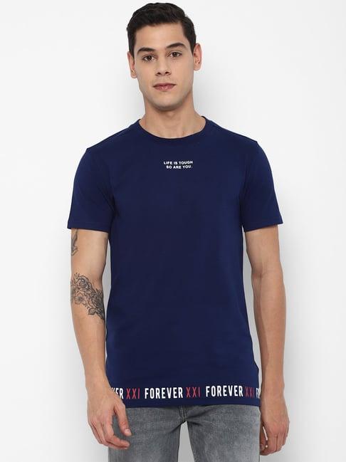 forever 21 navy printed regular fit t-shirt
