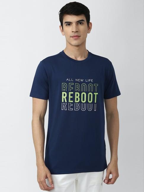 forever 21 navy regular fit printed t-shirt