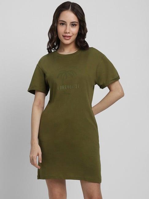 forever 21 olive green cotton shift dress