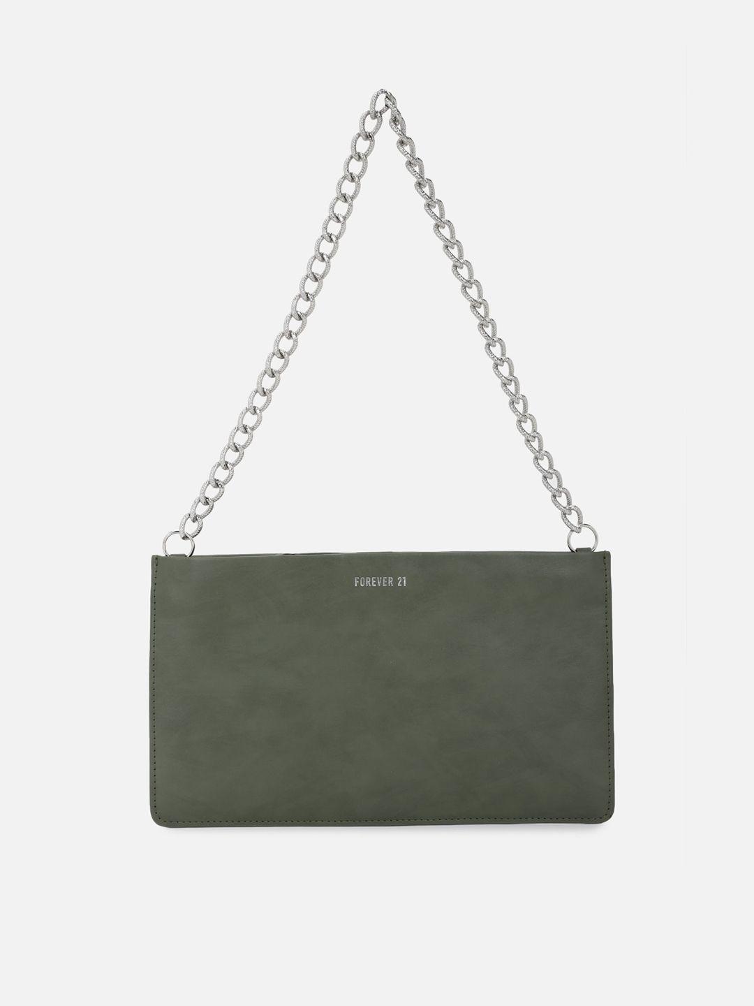 forever 21 olive green pu structured handheld bag