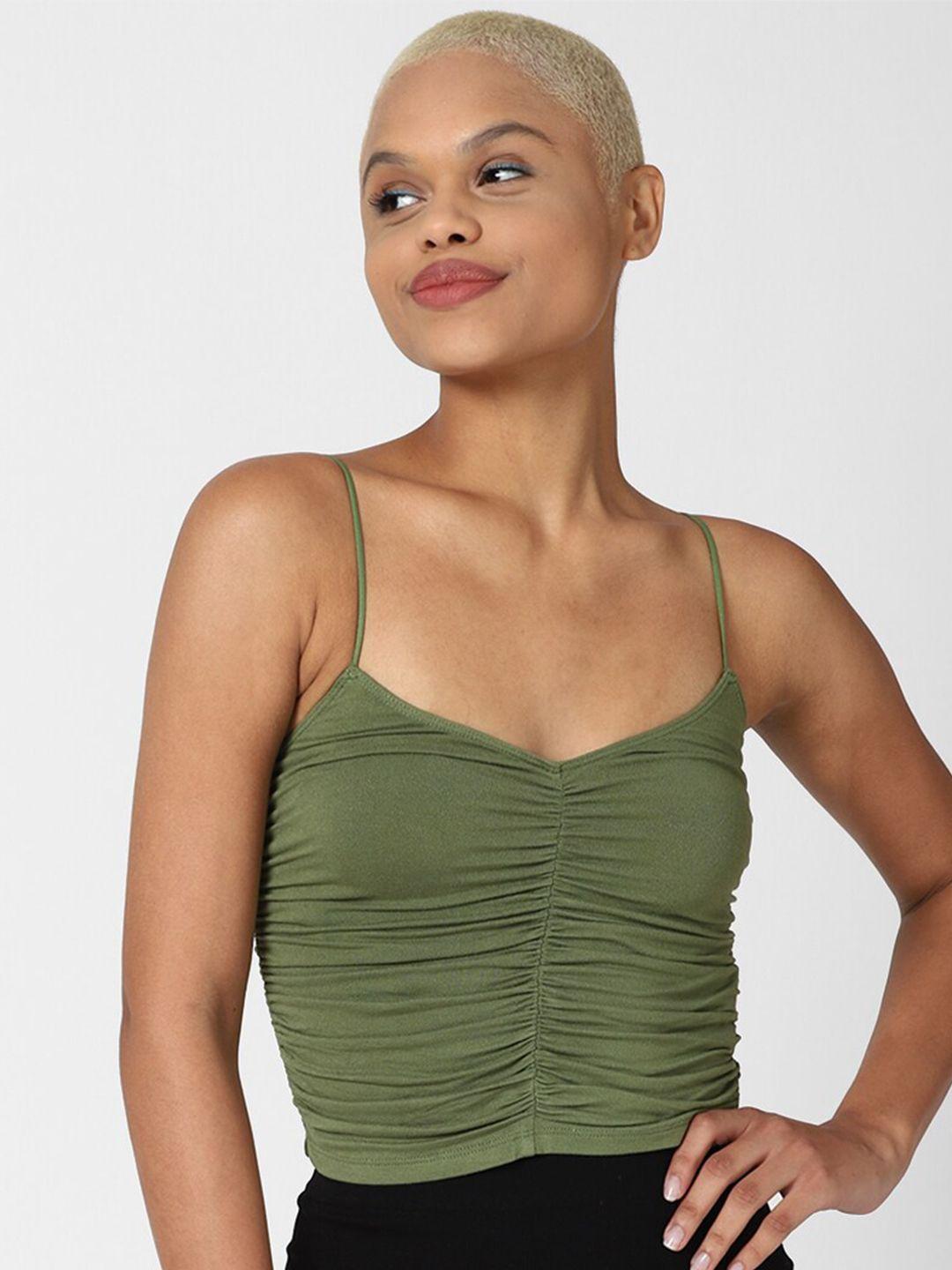 forever 21 olive green solid crop top