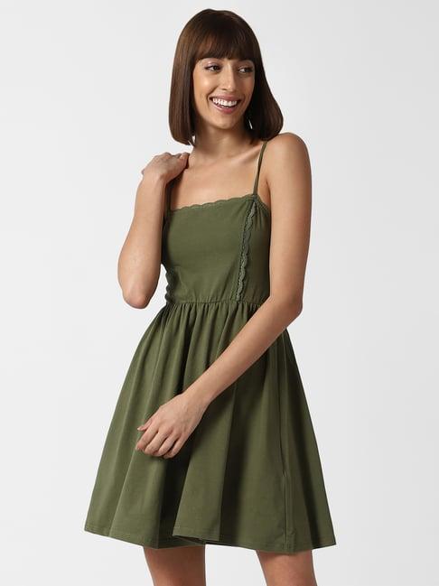 forever 21 olive mini slip regular fit a line dress