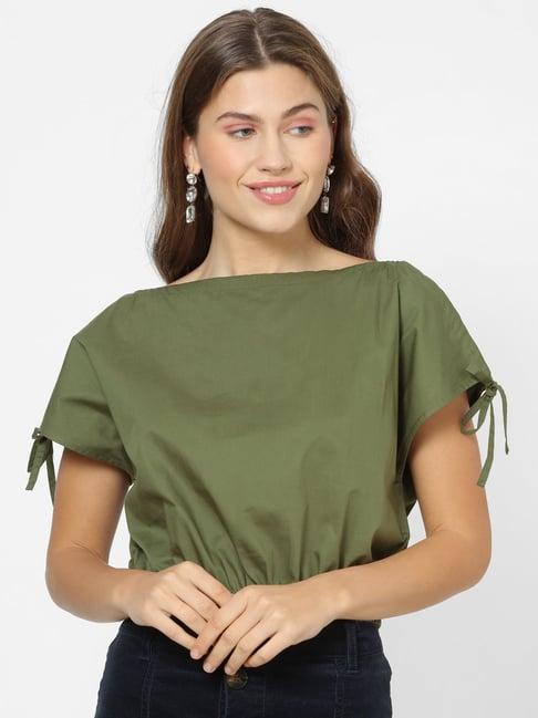 forever 21 olive regular fit crop top