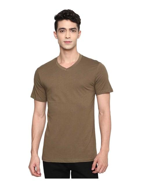 forever 21 olive solid regular fit t-shirt