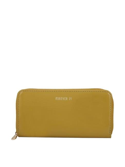 forever 21 olive solid zip around wallet for women