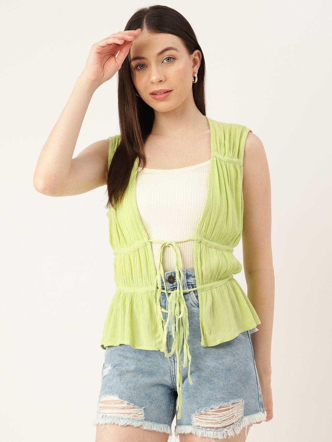 forever 21 open front tie-up crinkled top