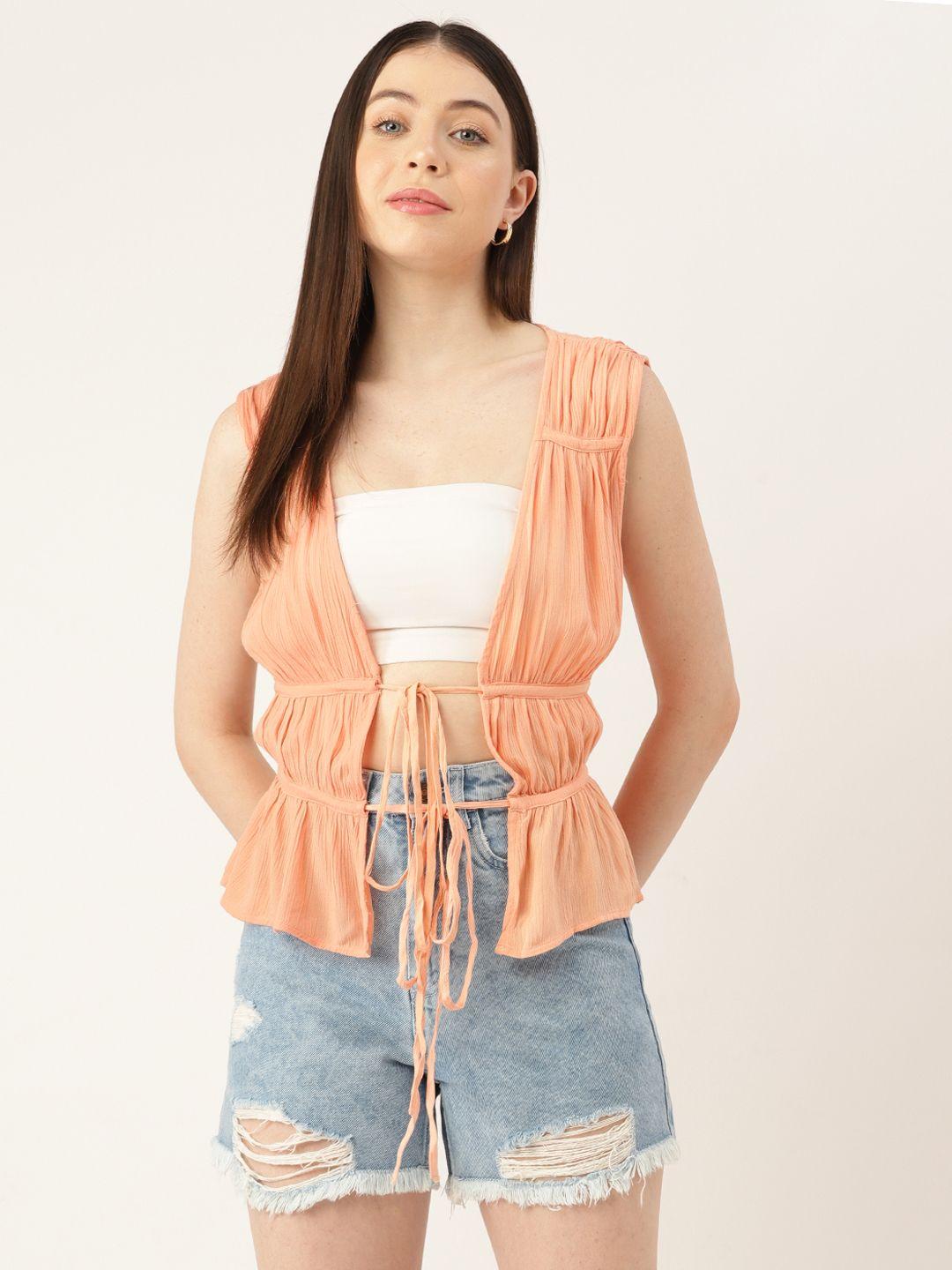 forever 21 open front tie-up crinkled top