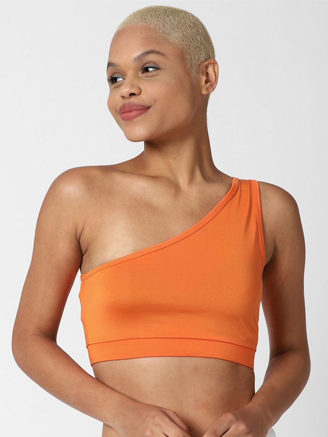 forever 21 orange one shoulder workout bra