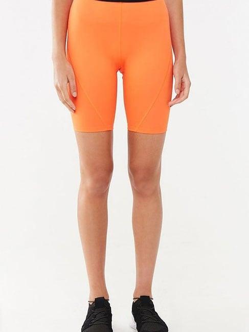 forever 21 orange regular fit biker shorts