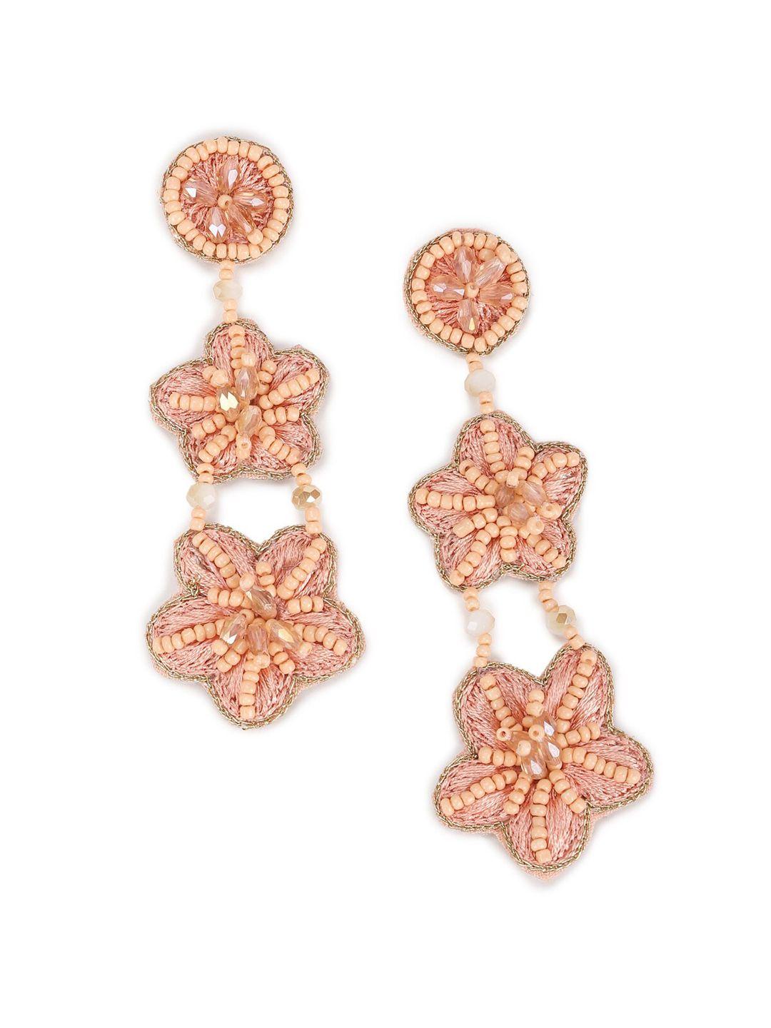 forever 21 peach-coloured artificial beads contemporary drop earrings