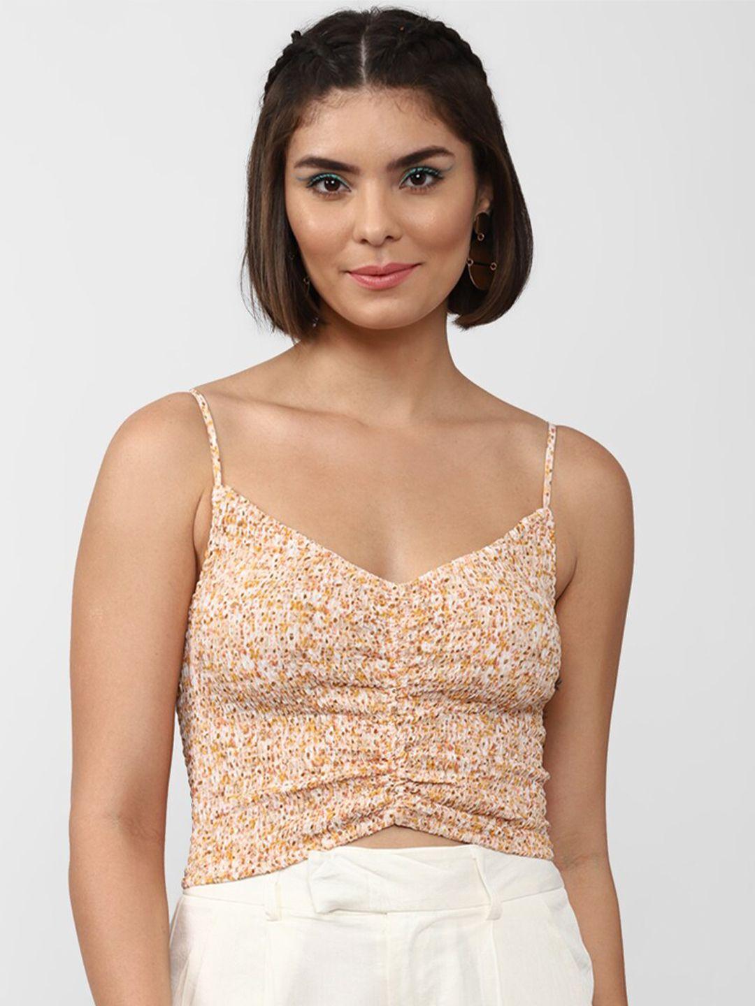 forever 21 peach-coloured floral print bralette crop top