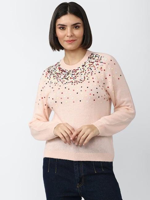 forever 21 peach embellished sweater