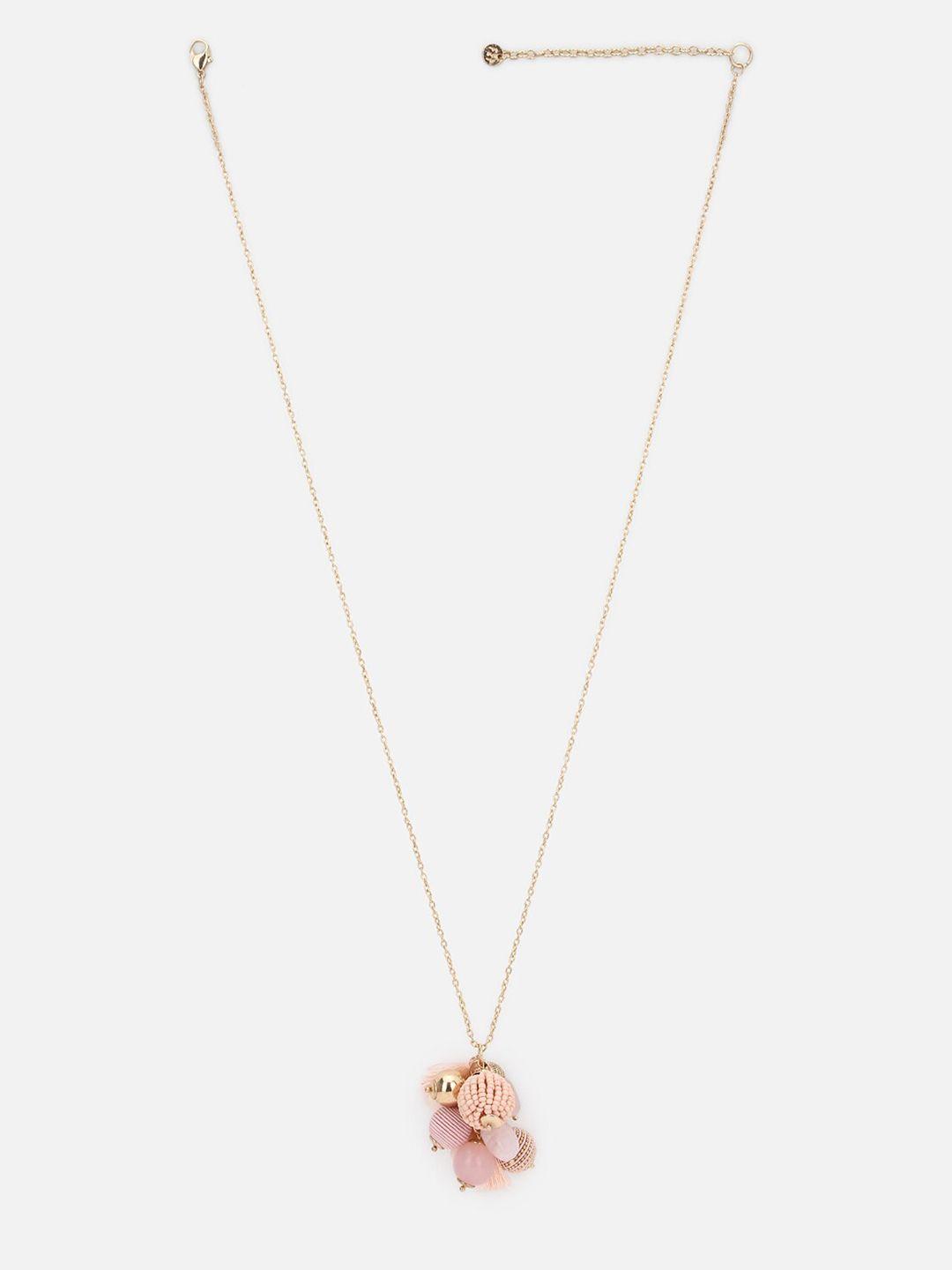 forever 21 pink & gold-toned solid beaded necklace