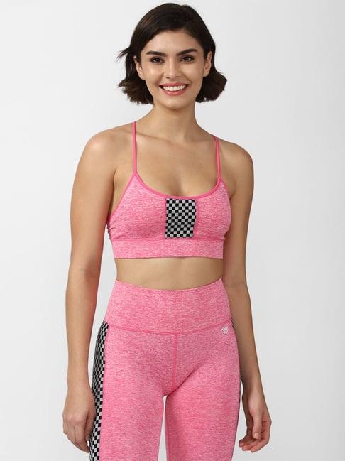 forever 21 pink check sports bra