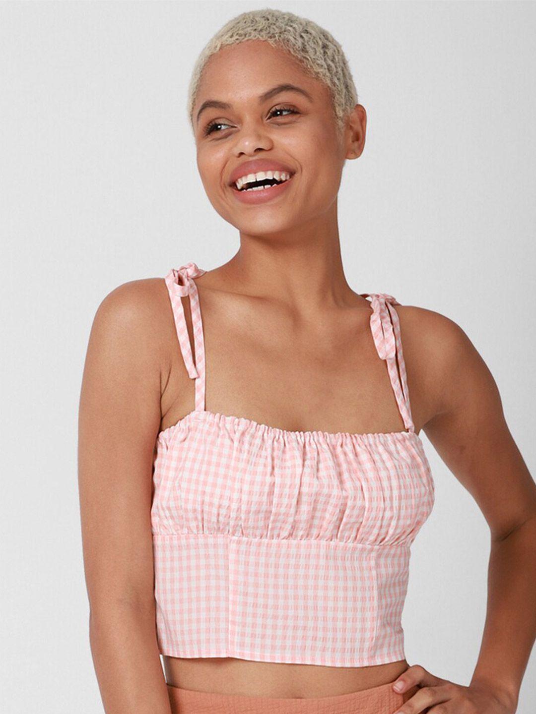 forever 21 pink checked crop top