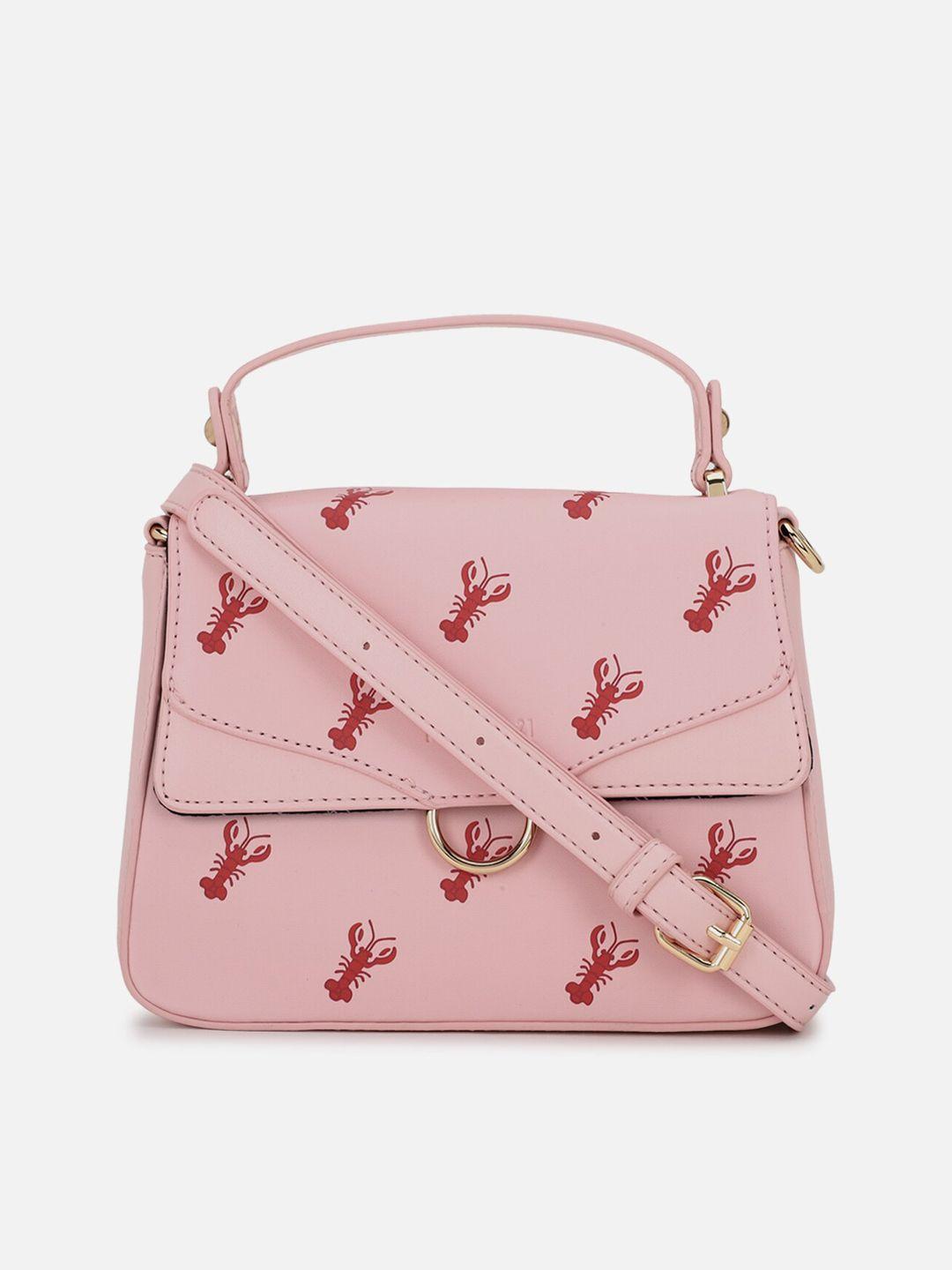 forever 21 pink floral printed pu structured satchel