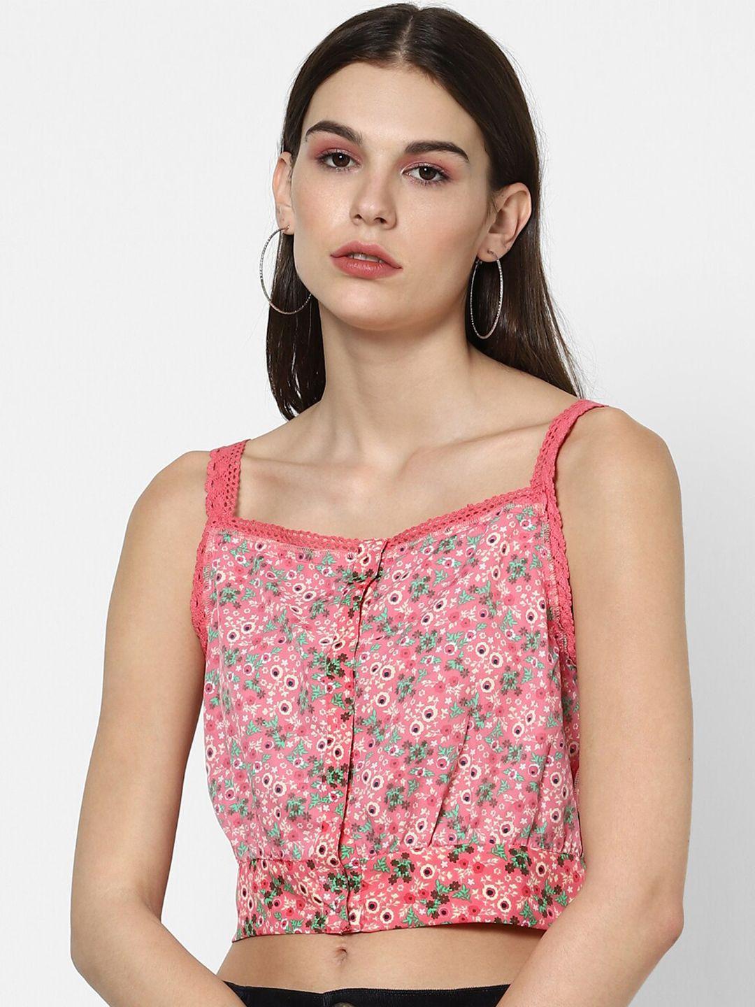 forever 21 pink floral regular crop top