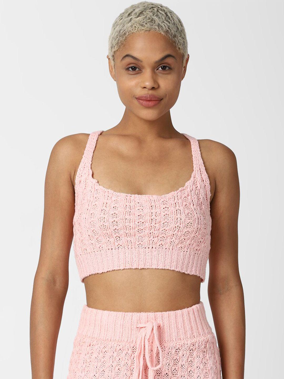 forever 21 pink knitted textured bralette sleepwear top