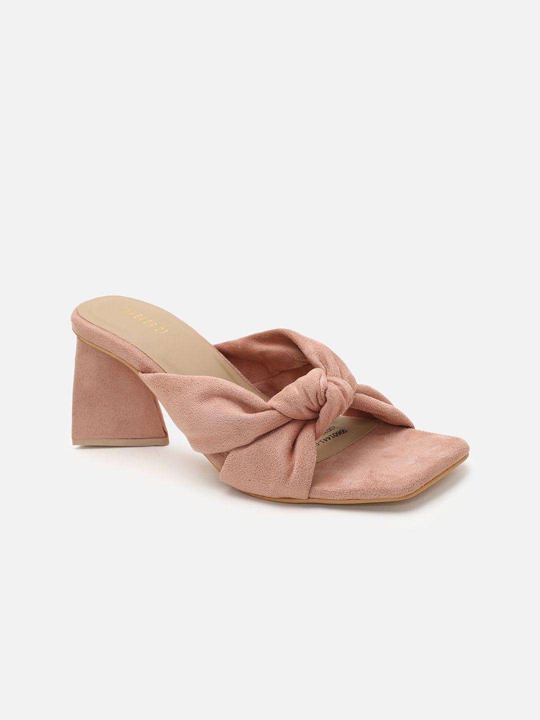 forever 21 pink knotted suede block heels