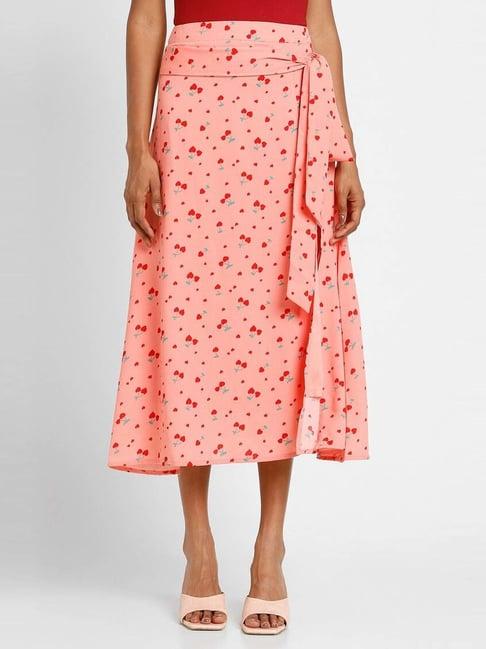 forever 21 pink printed a-line skirt