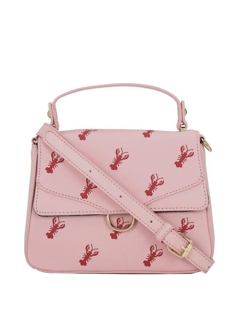 forever 21 pink printed medium satchel handbag