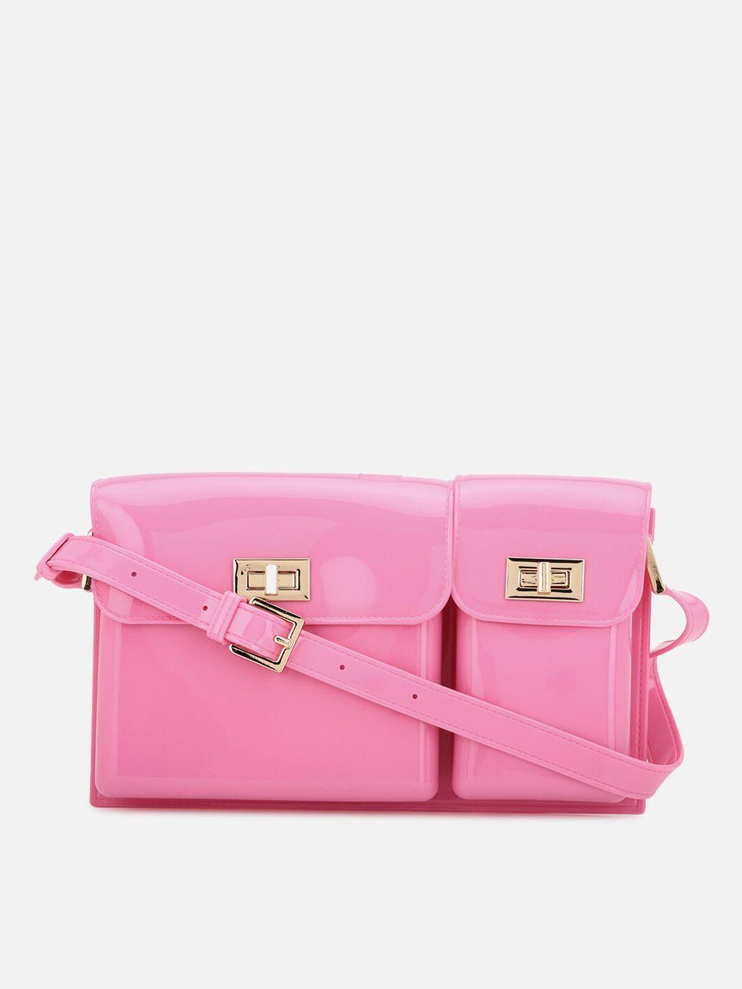 forever 21 pink pu structured sling bag with bow detail