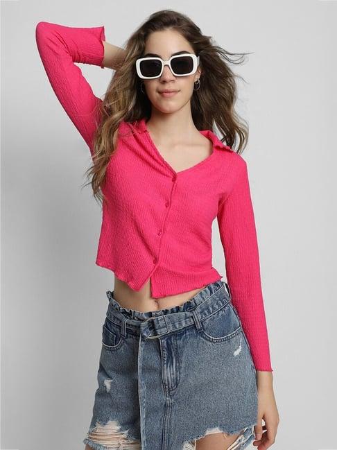 forever 21 pink textured shirt