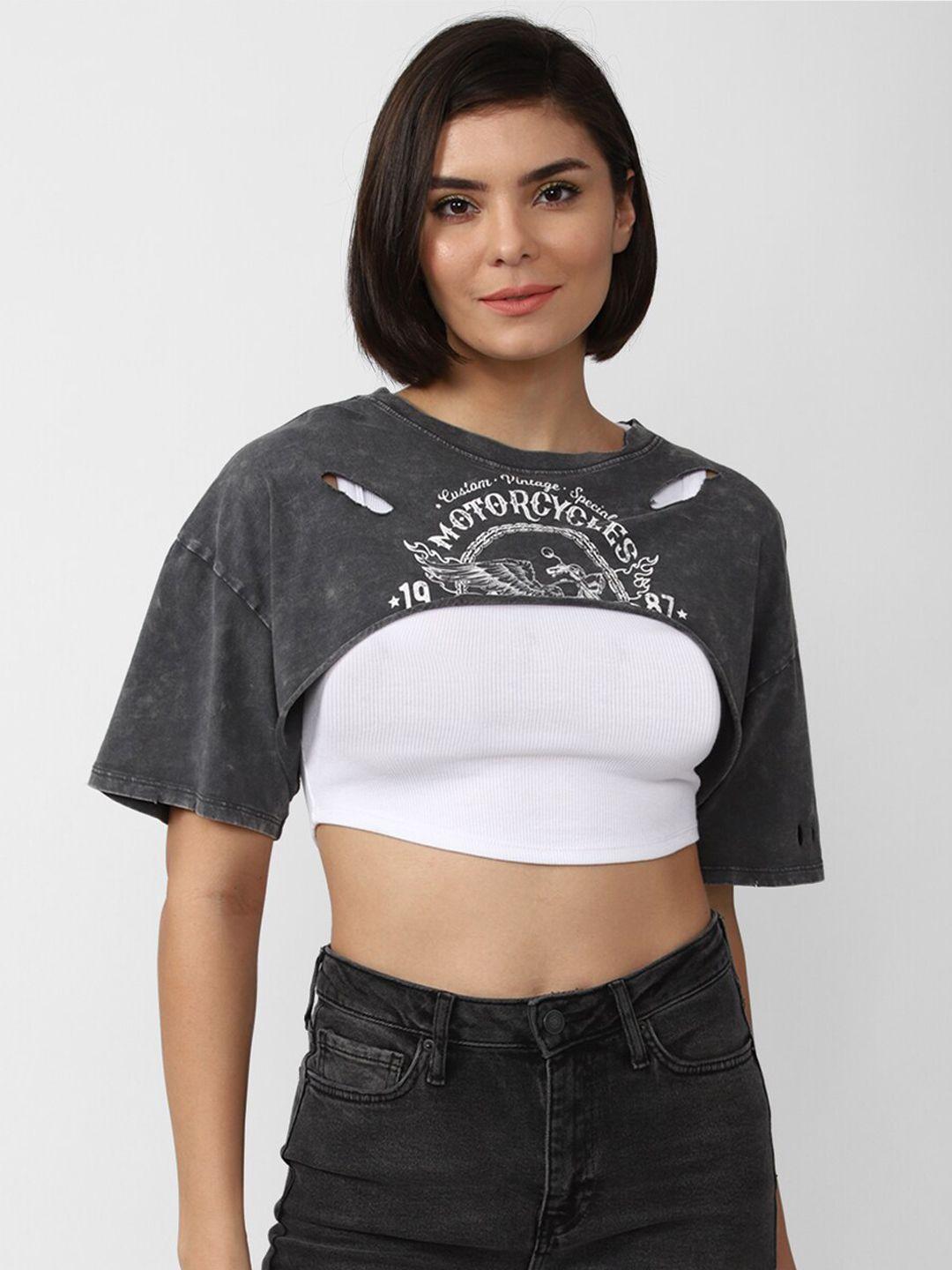 forever 21 print cotton crop top