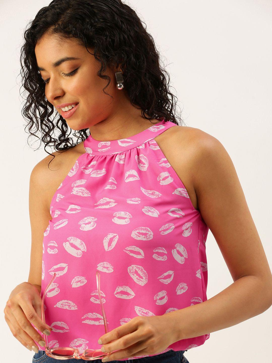 forever 21 print halter neck crop top