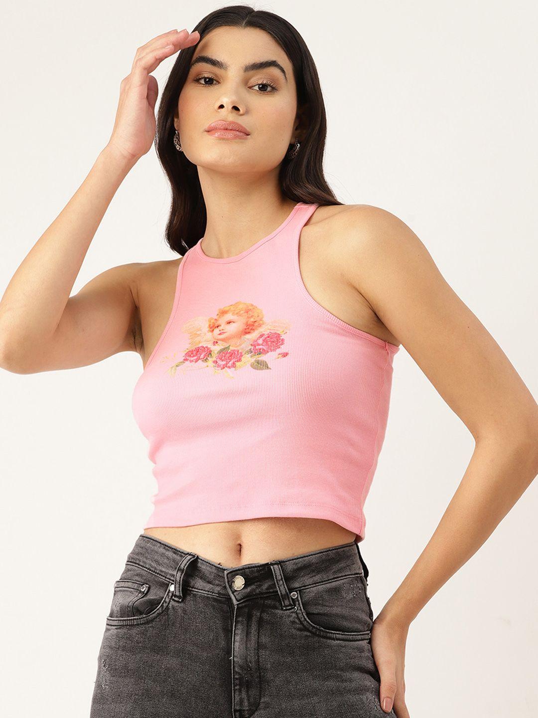 forever 21 printed knitted tank crop top