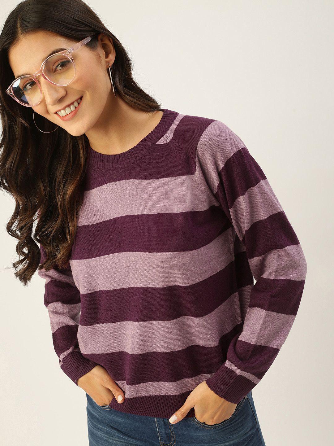 forever 21 purple & mauve knitted striped top