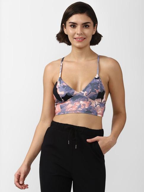 forever 21 purple & pink printed sports bra