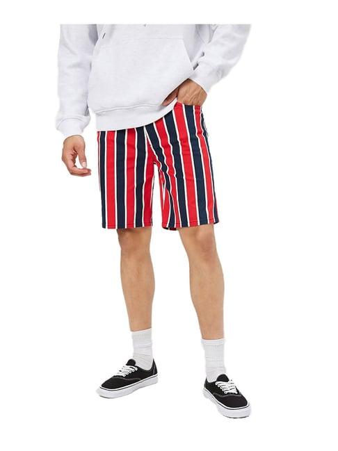 forever 21 red & navy striped shorts