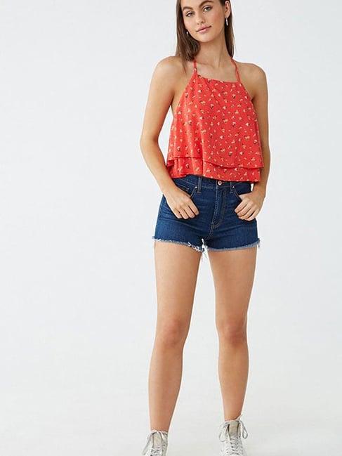 forever 21 red & yellow floral print cami top