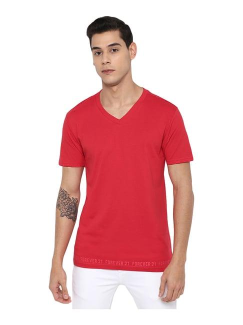 forever 21 red  regular fit printed t-shirt