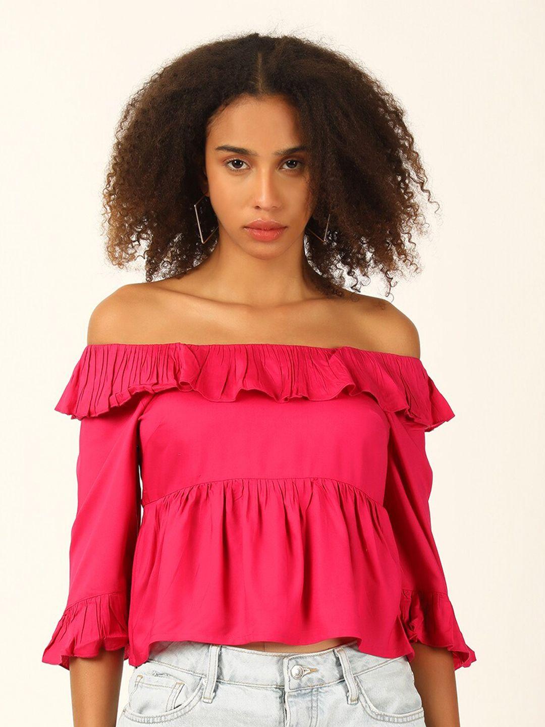 forever 21 red off-shoulder ruffled bell sleeve bardot top