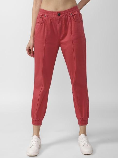 forever 21 red regular fit joggers