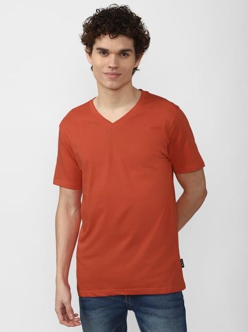 forever 21 rust cotton v neck t-shirt