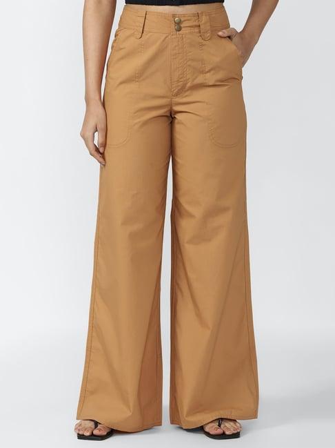 forever 21 rust regular fit flat front trousers