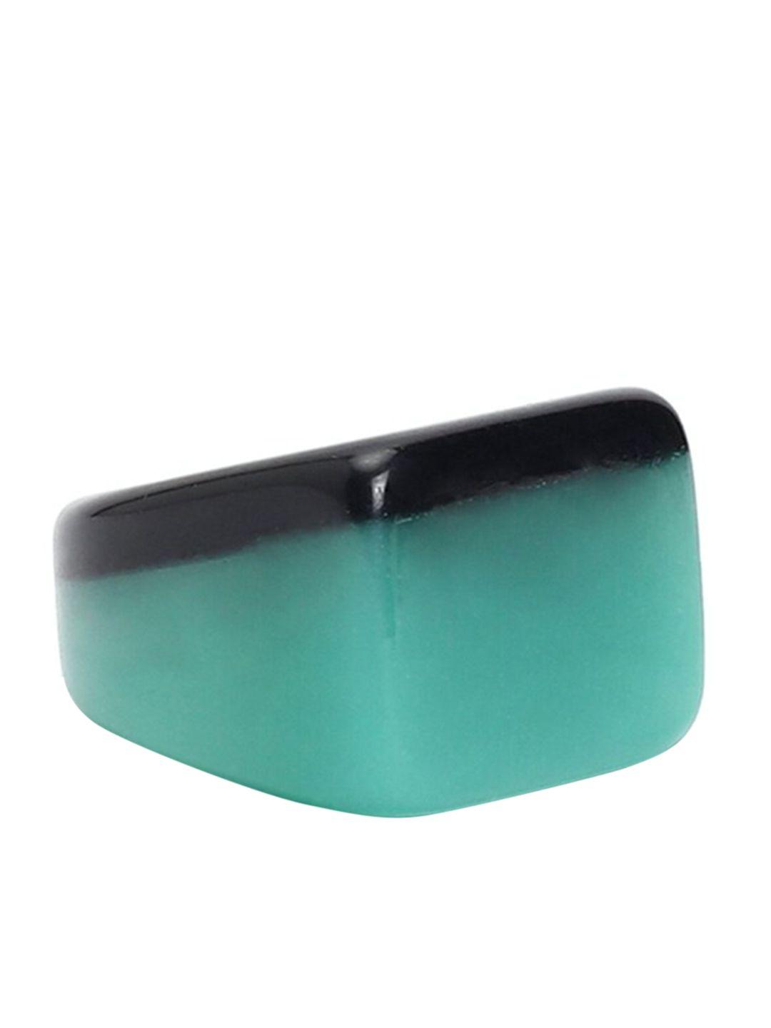 forever 21 sea green & black colourblocked resin finger ring