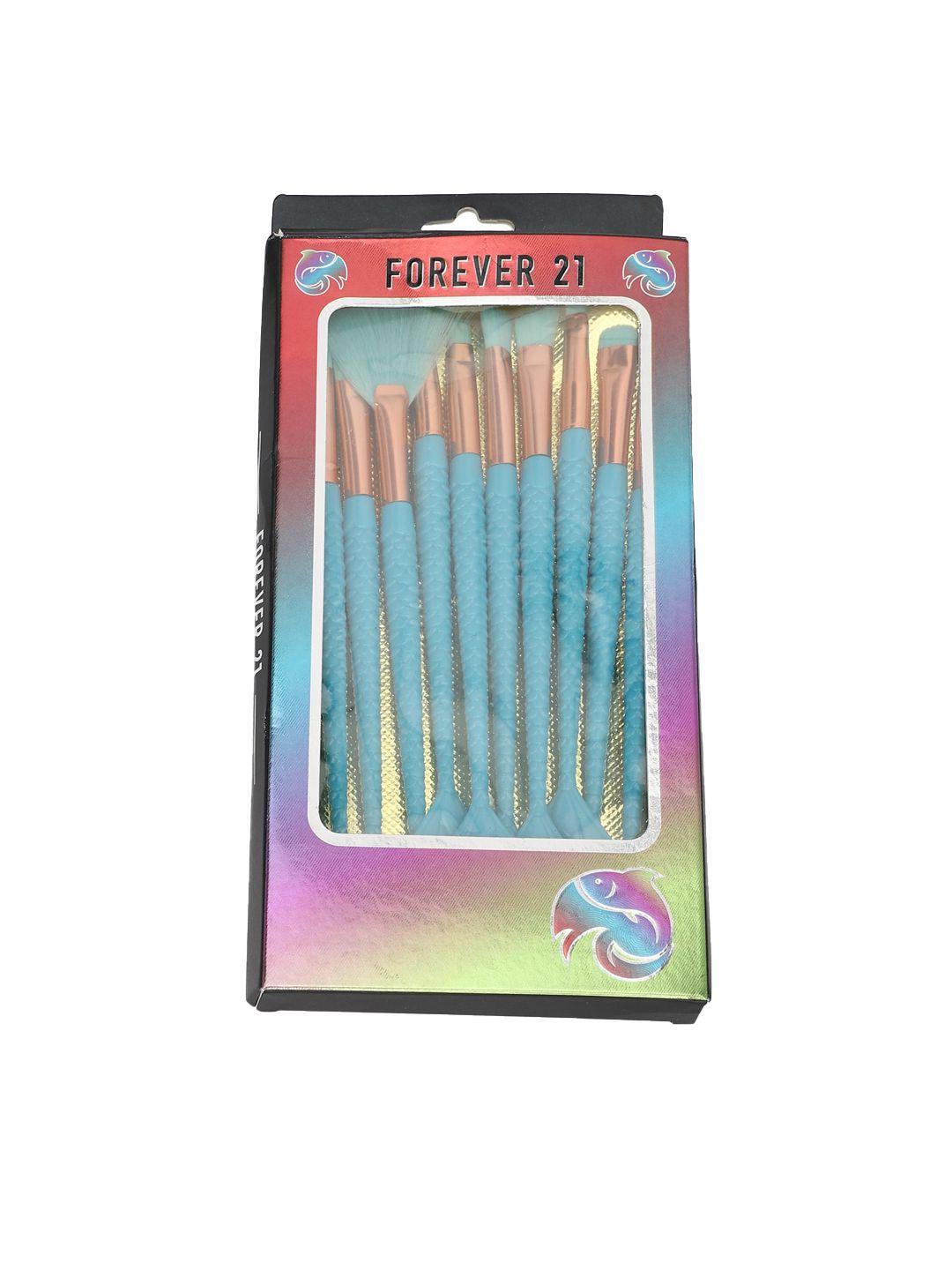 forever 21 set of 10 blue solid makeup brushes